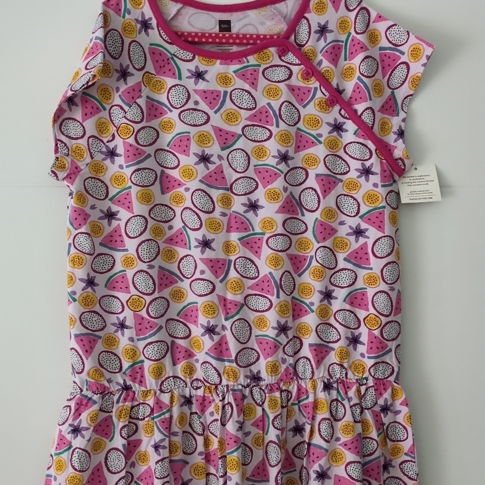 Tea Collection Watermelon Colorful Kids Dress with Fruit Print Girls Size 12 - Picture 2 of 4